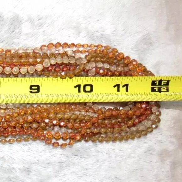 Vintage Long 8 Multi-Strand Amber Beaded Statement Necklace w/ Clasp abt 48" EUC - Picture 16 of 16